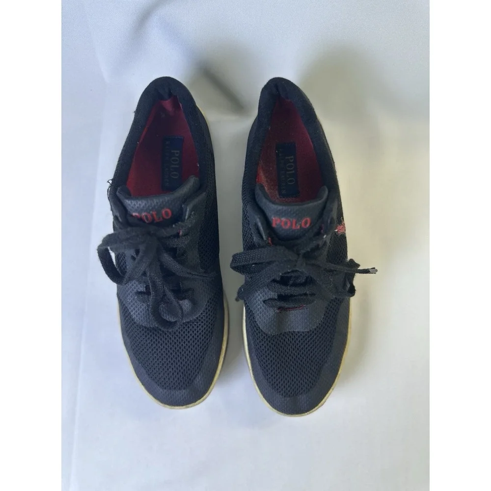 Polo Ralph Lauren Sneakers Black Hellidon Men's Sz 9.5 D Canvas‎ Pony Shoes